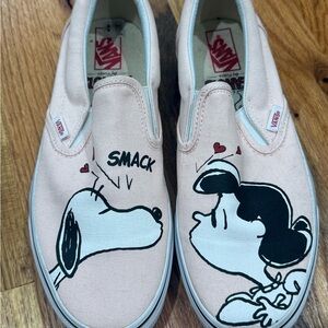 Vans Pink Slip-On Shoes with Cartoon Design